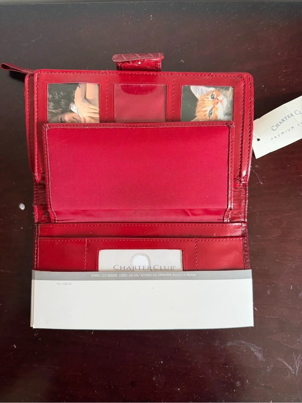 NWT-D Vintage Charter Club All-In-One Red Croc Leather Clutch Wallet READ Desc